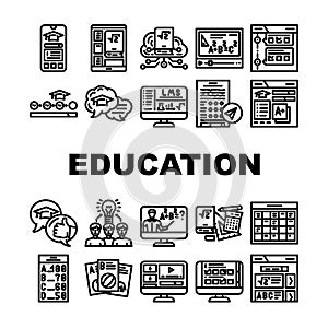 education platform elearning icons set vector