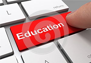 education push button concept 3d illustration