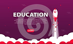 Education rocket icon. Online learning. Studying concept. Vector on isolated background. EPS 10