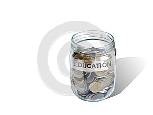 Education savings money in jar