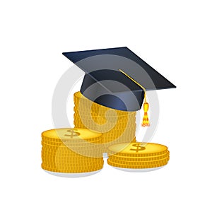 Education, scholarship money, investment in knowledge, student loans, study cost or fee concept.