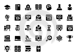 Education School basic glyph icons set