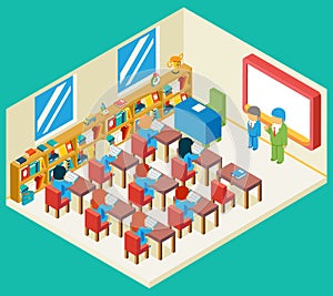 Education and school class isometric 3d concept