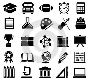Education, School, Icons, Silhouettes