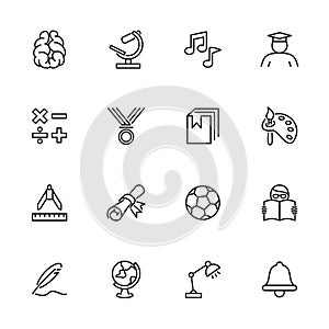 Education, school and learning line icon set