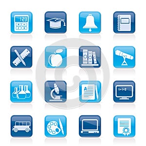 Education and school objects icons