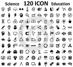 Education, school, science and knowledge icons set, 120 illustration in flat style â€“ vector