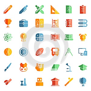 Education School Study Icon Symbol Set Package - Flat 2 Tones