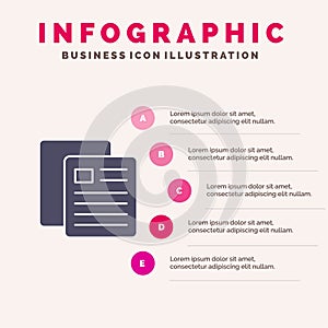 Education, School, Test, School Solid Icon Infographics 5 Steps Presentation Background