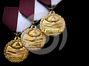 Education School University Academic Excellence Science Math Awards gold medals success achievement victory concept