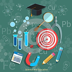 Education and Science blackboard mathematics physics chemistry