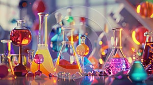 Education and science concept, colorful kid friendly backgound. Pharmacy and chemistry theme