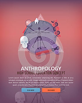 Education and science concept illustrations. Anthropology . Science of life and origin of species. Flat vector design photo