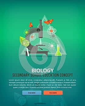 Education and science concept illustrations. Biology. Science of life and origin of species. Flat vector design banner. photo