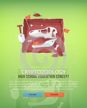 Education and science concept illustrations. Cryptozoology. Science of life and origin of species. Flat vector design