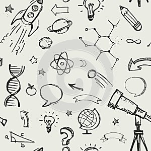 Education, science doodles - seamless pattern