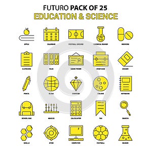 Education and Science Icon Set. Yellow Futuro Latest Design icon