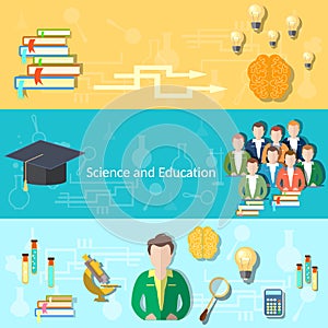Education and science students learning banners