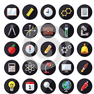 Education and science vector icons. Modern flat design.
