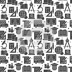 Education seamless pattern with icons. Vector illustration.