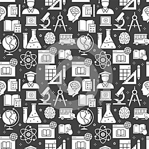 Education seamless pattern with icons. Vector illustration.