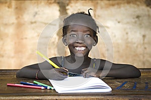 Education Symbol: Big Toothy Smile on African School Girl. Gorge