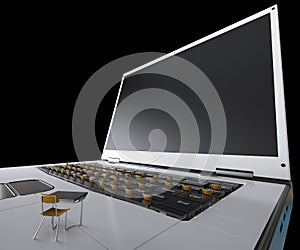 Education and technology concept with notebook