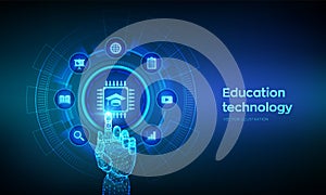 Education technology. Edtech. Innovative online e-learning concept. Webinar, knowledge, online training courses. Skill development