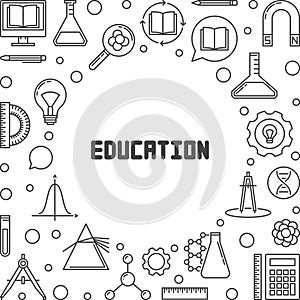 Education vector concept minimal frame in thin line style