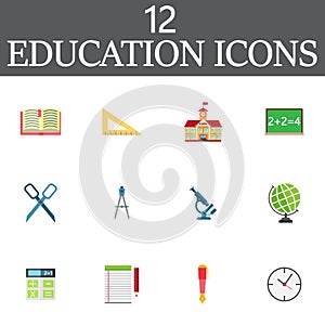 Education vector icons set, colorful solid symbol collection, sc