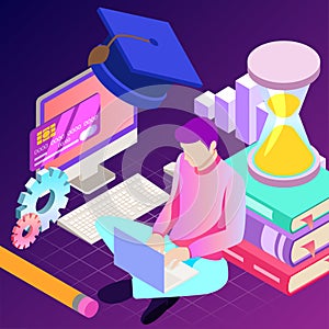 Education. Vector illustration of online learning concept. School, future technology, e-learning.