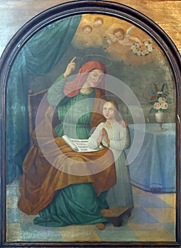 Education of the Virgin Mary, altar of St Anne in the church of the Visitation of the Virgin Mary in Garesnica, Croatia