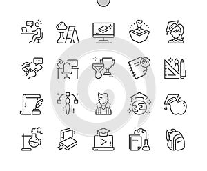 Education Well-crafted Pixel Perfect Vector Thin Line Icons 30 2x Grid for Web Graphics and Apps.