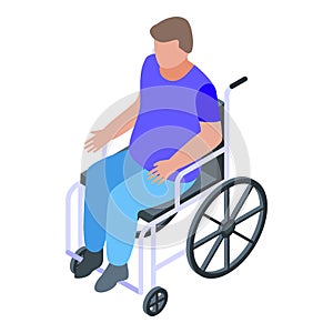 Education wheelchair boy icon, isometric style