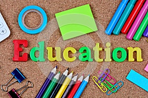 Education word on cork board