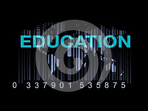 Education on the world map with barcode (quality of education)