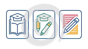Education and Writing Tools Icons, vector design Generative AI