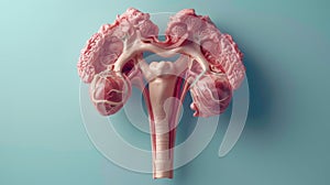 Educational 3D rendering of the anatomy of the female uterus on a blue background