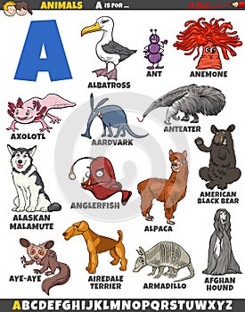 Educativo l'alfabeto impostato progettazione della pittura gli animali 