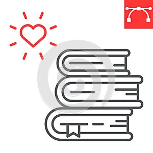 Educational books distribution line icon