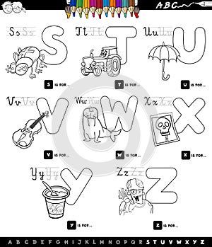 Educational cartoon alphabet set color book