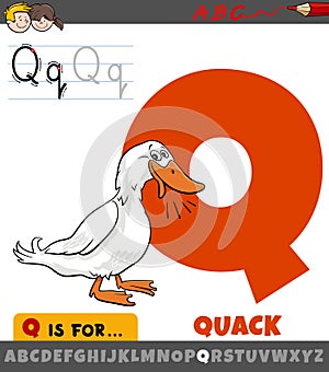 Letter Q from alphabet with quack duck sound photo