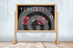 Educational chalk drawing of numbers and addition