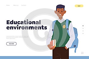 Educational environments for students internship or tutoring online service landing page template