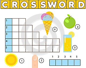 Educational game for children. Crossword puzzle kids activity