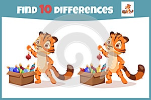 Educational game for children. Cute little tiger.