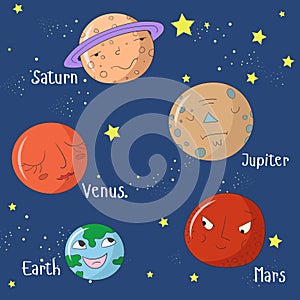 Educational game for children learn planets