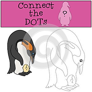 Educational game: Connect the dots. Father penguin with egg photo