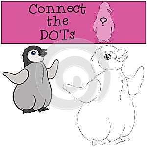 Educational game: Connect the dots. Little cute baby penguin smiles