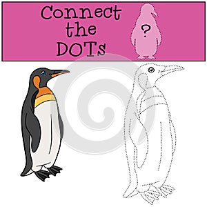 Educational game: Connect the dots. Little cute penguin smiles